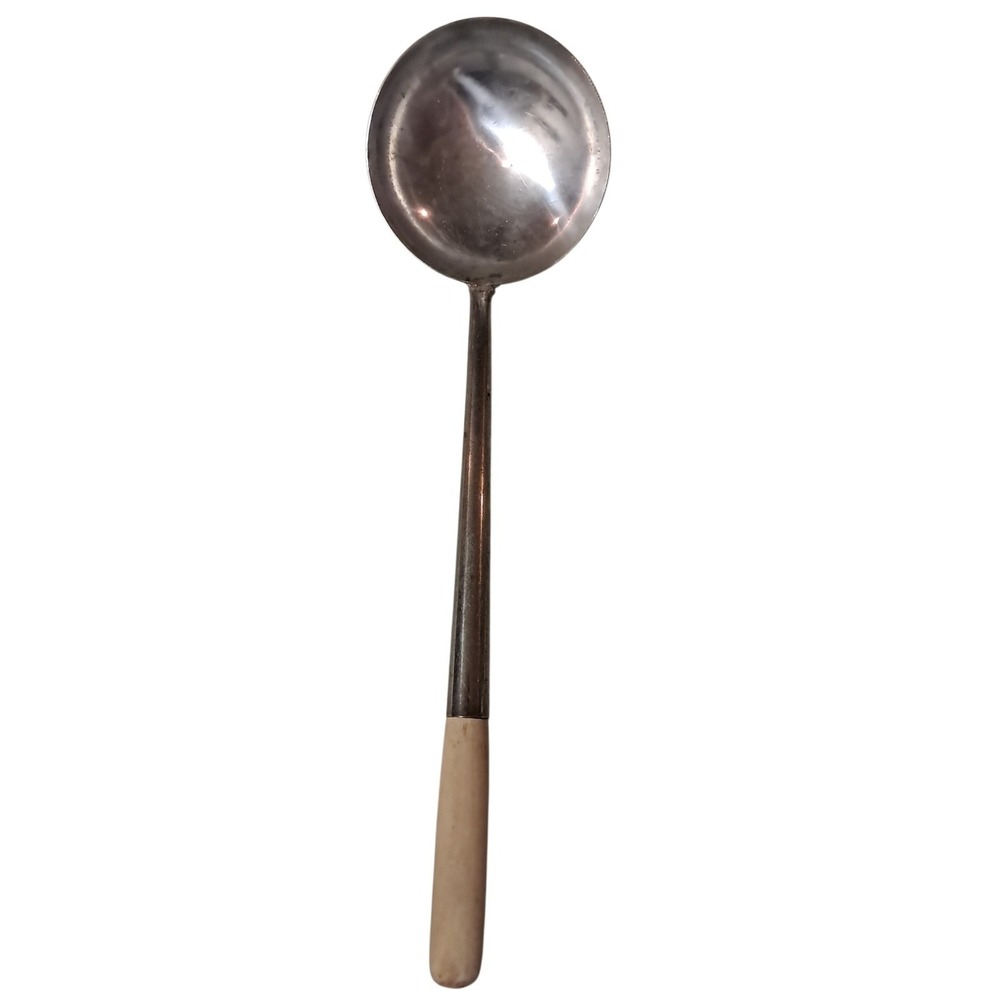 Vintage WOK Ladle unbranded , Stainless with wood 13"